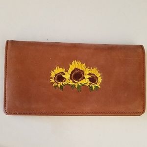 checks Accessories - New leather embroidered sunflower checkbook wallet checks Accessories - New leather embroidered sunflower checkbook wallet